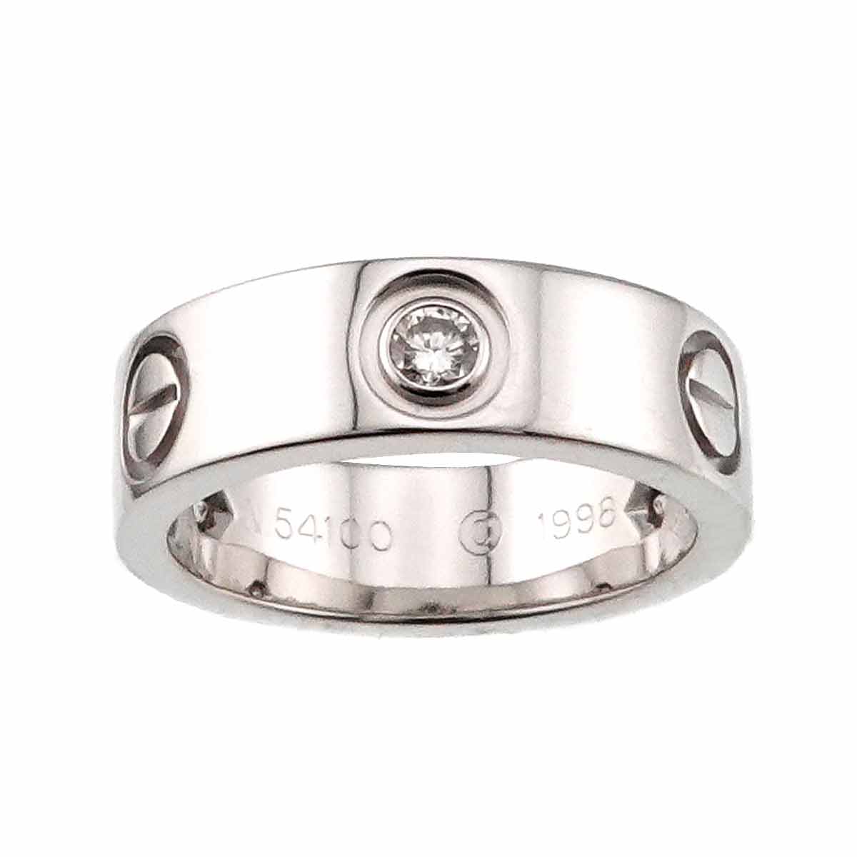 Love Ring Half Diamond 3P 18K White Gold 750 size48 4.5(US)