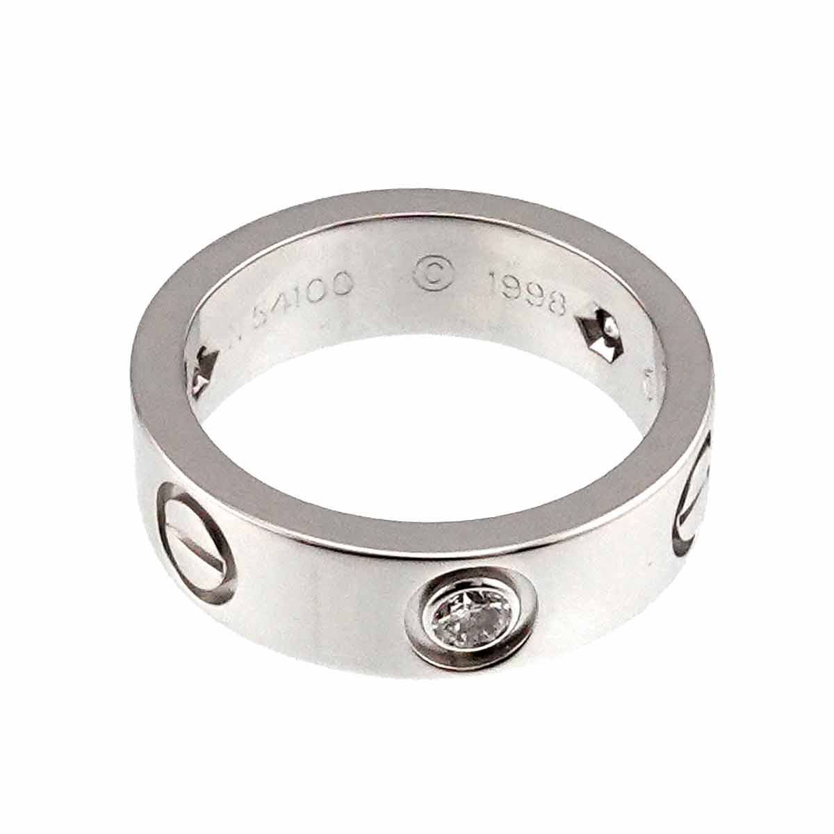 Love Ring Half Diamond 3P 18K White Gold 750 size48 4.5(US)