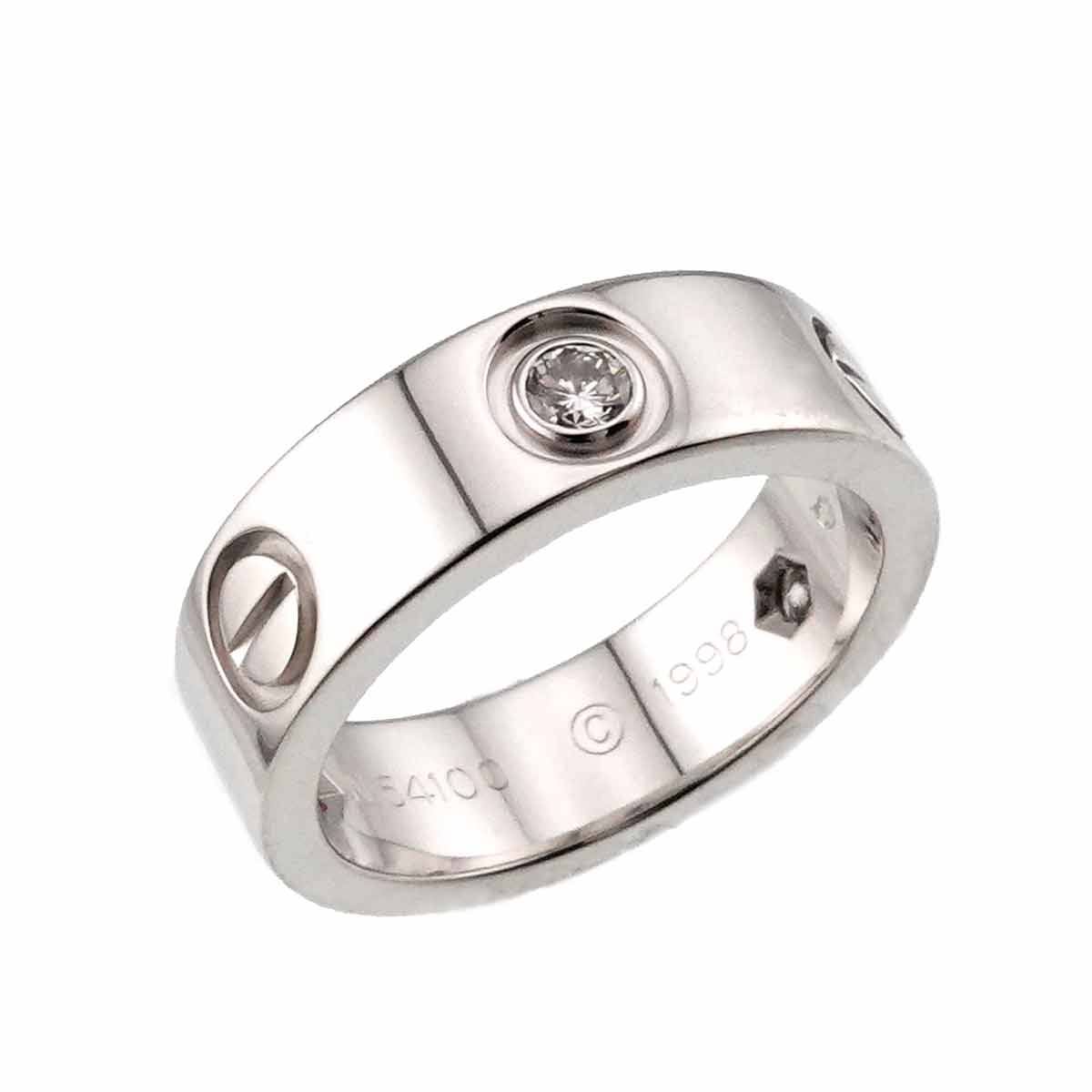 Love Ring Half Diamond 3P 18K White Gold 750 size48 4.5(US)