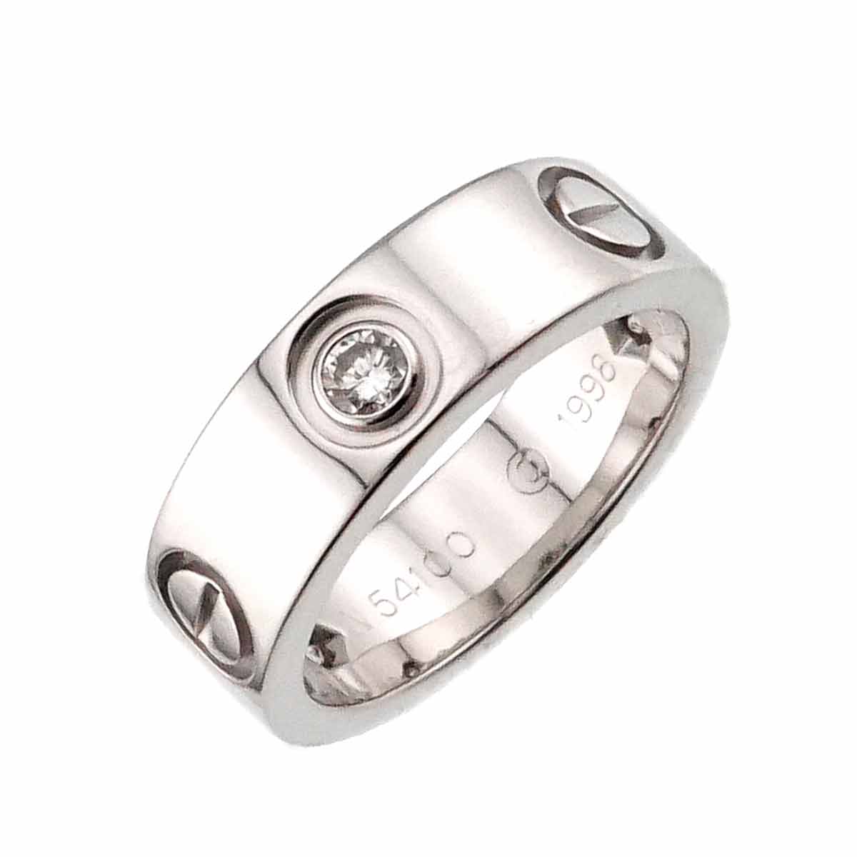 Love Ring Half Diamond 3P 18K White Gold 750 size48 4.5(US)