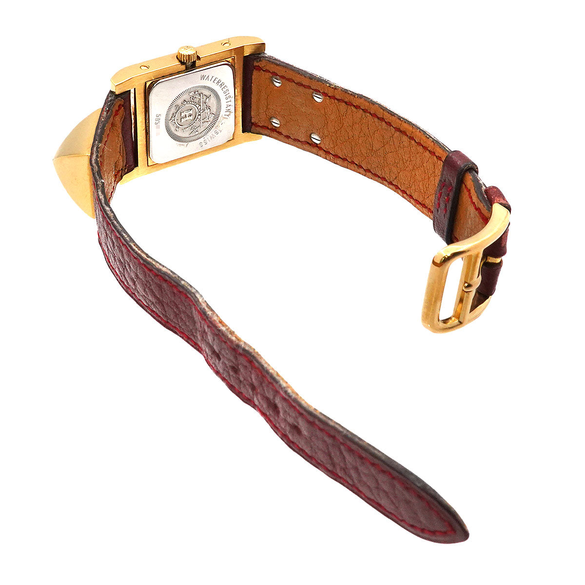 Medor Vintage pyramid Gold studs Quartz White Dial Ladies