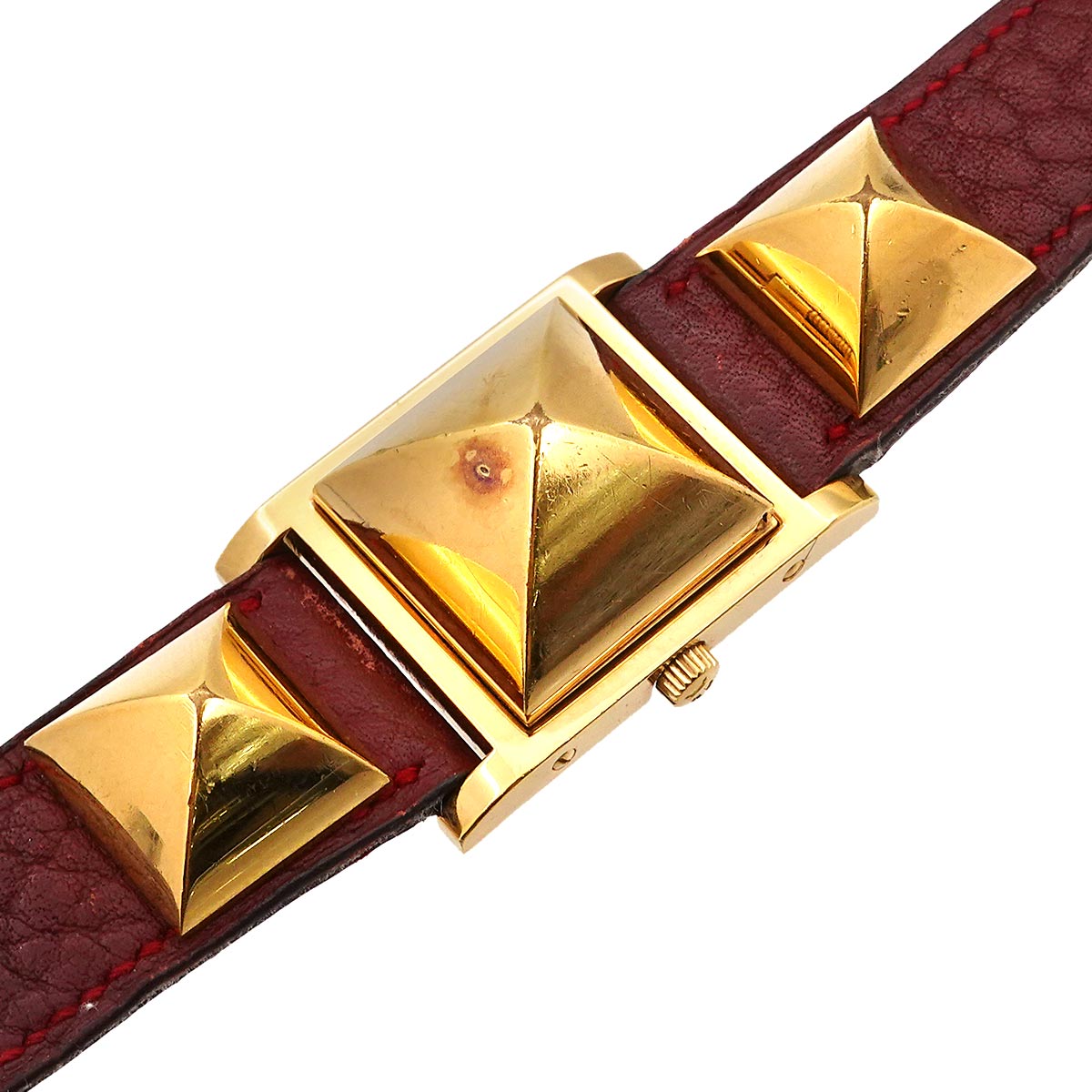 Medor Vintage pyramid Gold studs Quartz White Dial Ladies