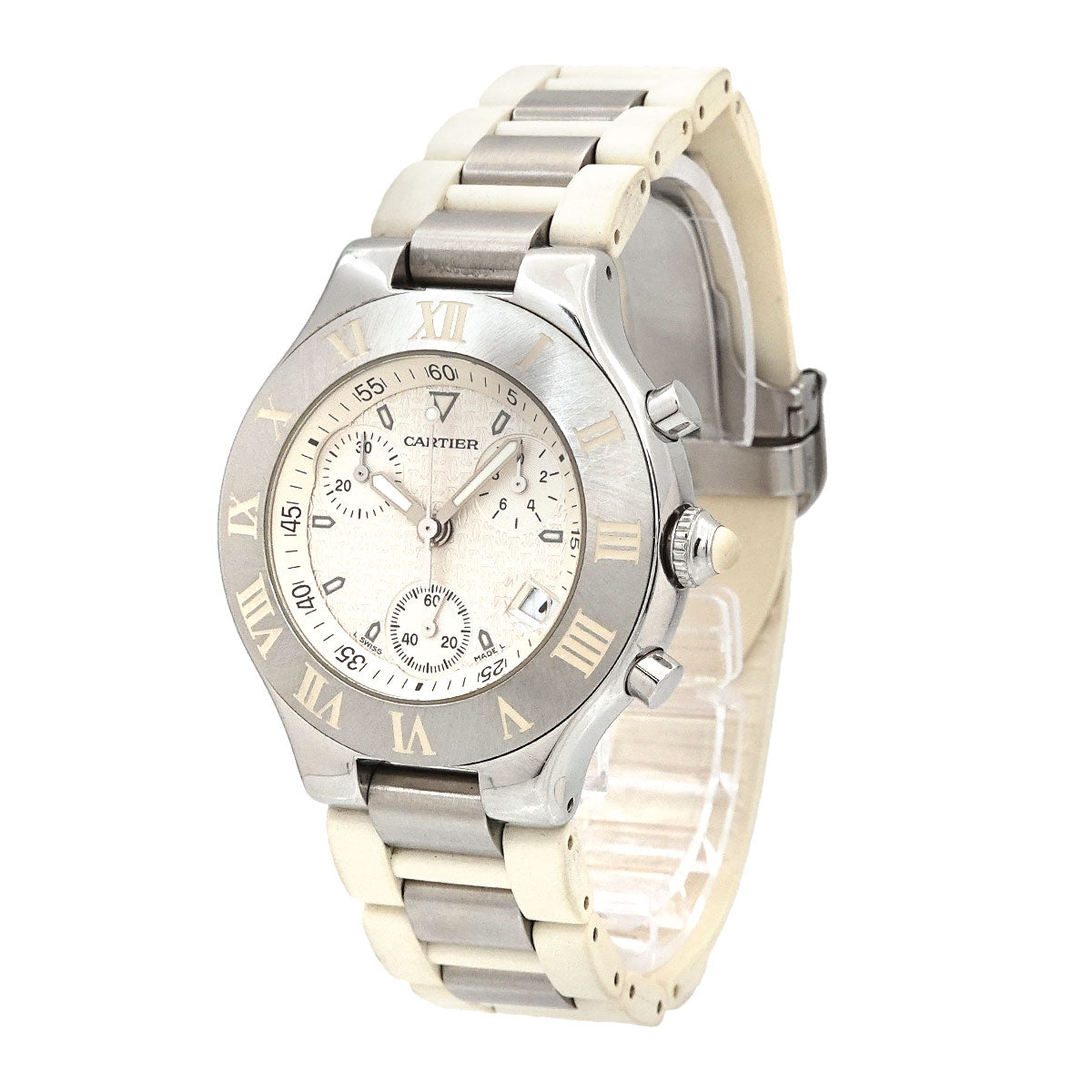 Must 21 Chronoscaph W10184U2 Date Quartz White Dial Mens