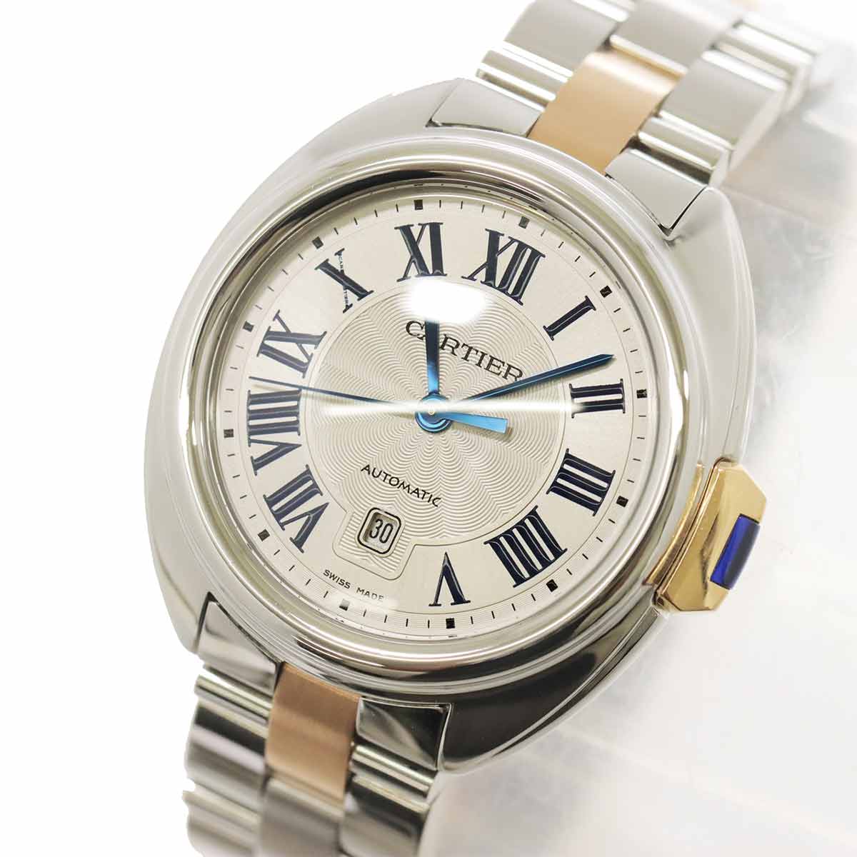 Cle De Cartier W2CL0004 750 PG Automatic date Silver Dial
