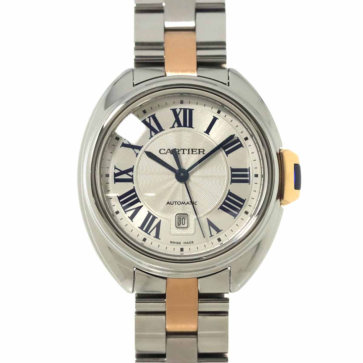 Cle De Cartier W2CL0004 750 PG Automatic date Silver Dial