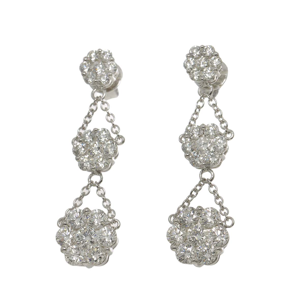 Diamond 2.02ct/0.23ct 2.01ct/0.23ct Earrings Pierced 18K K18 WG 750