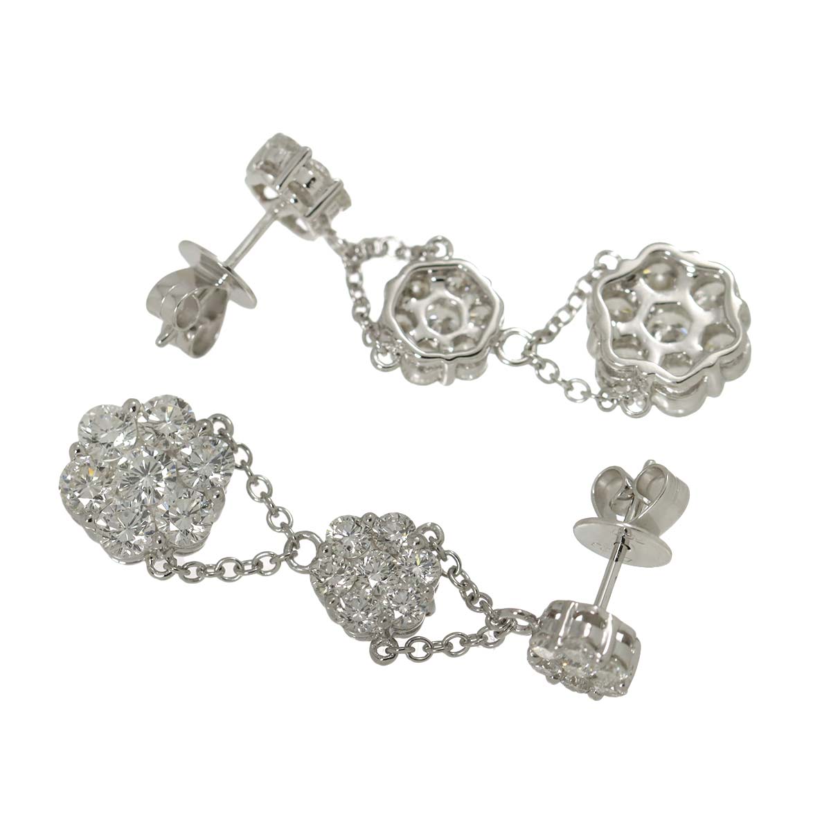 Diamond 2.02ct/0.23ct 2.01ct/0.23ct Earrings Pierced 18K K18 WG 750