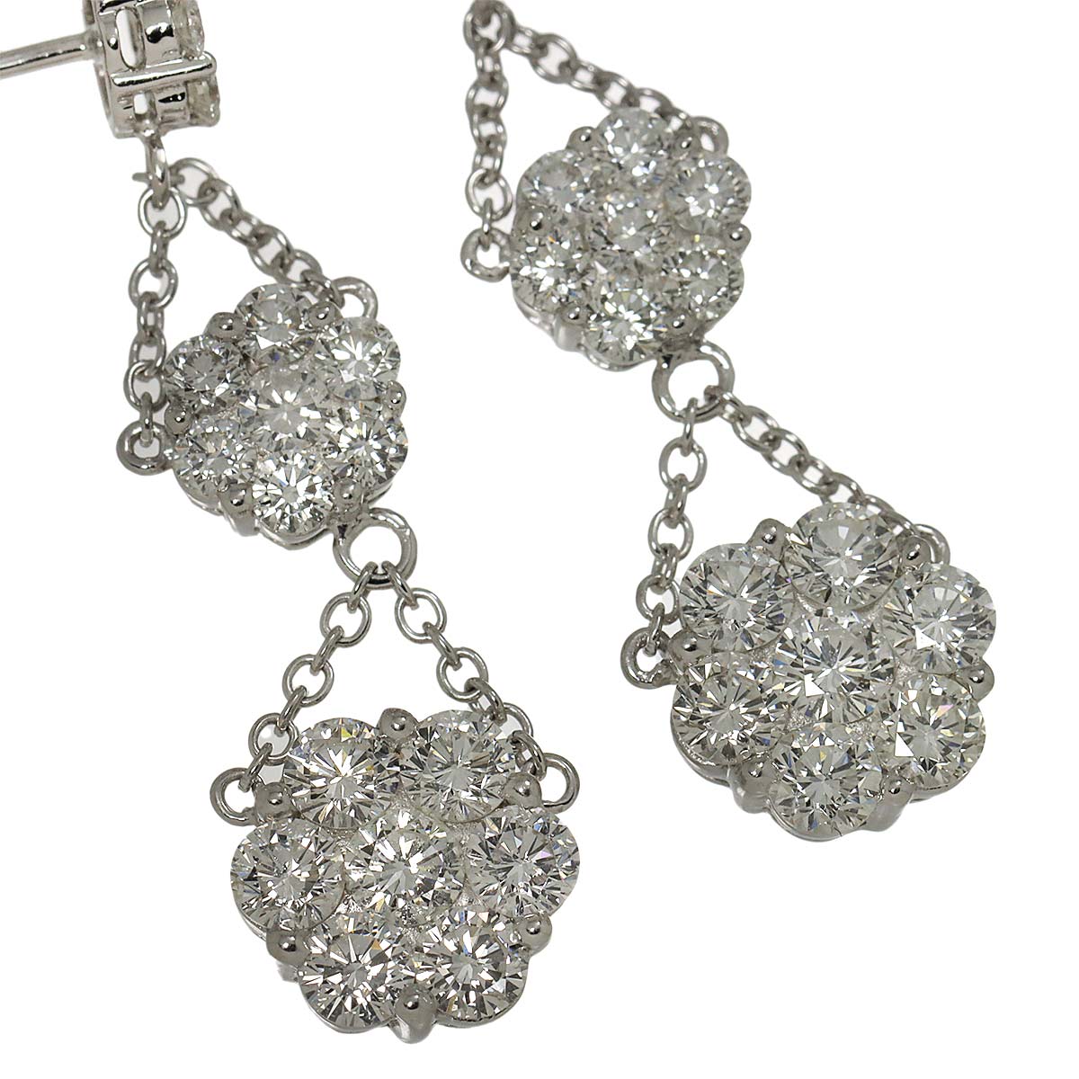 Diamond 2.02ct/0.23ct 2.01ct/0.23ct Earrings Pierced 18K K18 WG 750