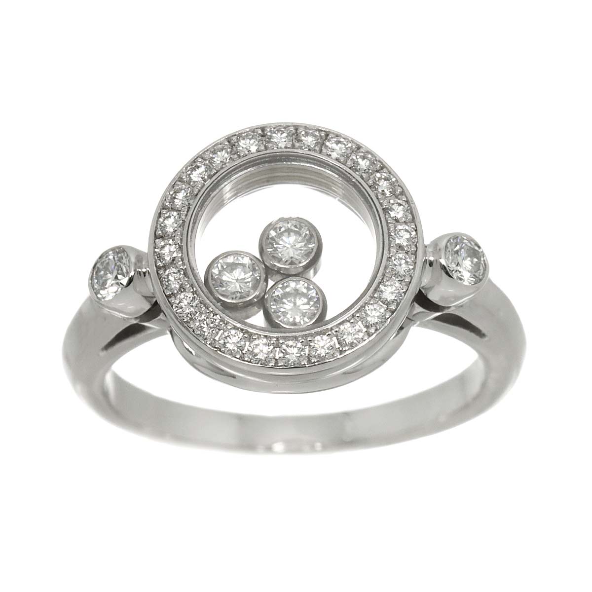 Happy Diamond Ring 18K White Gold 750 Size6(US)