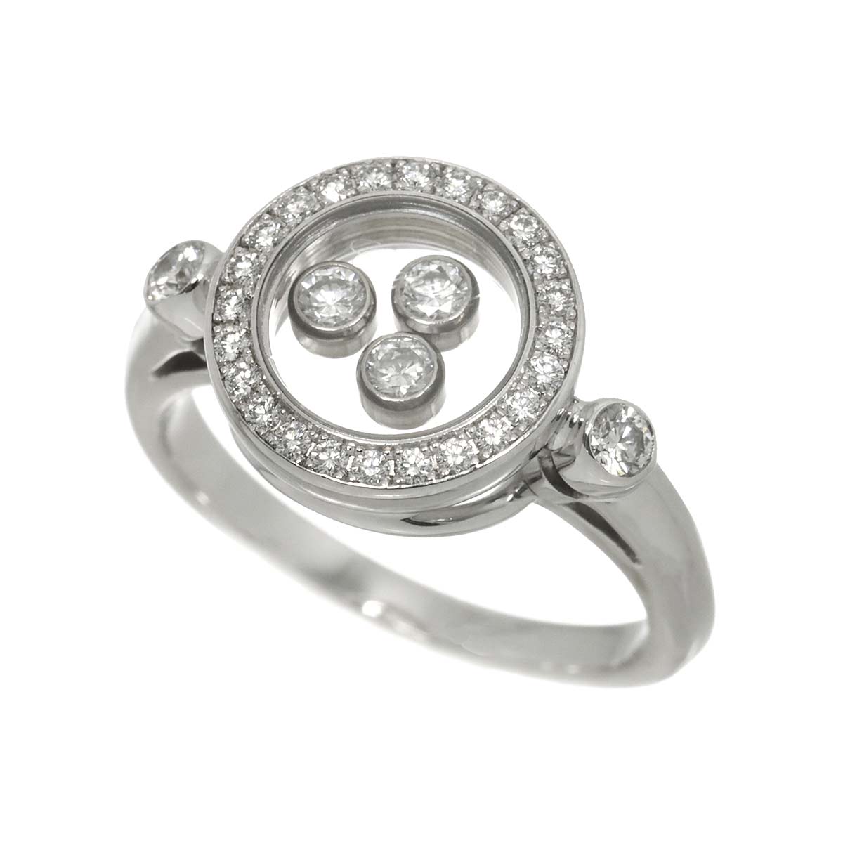 Happy Diamond Ring 18K White Gold 750 Size6(US)