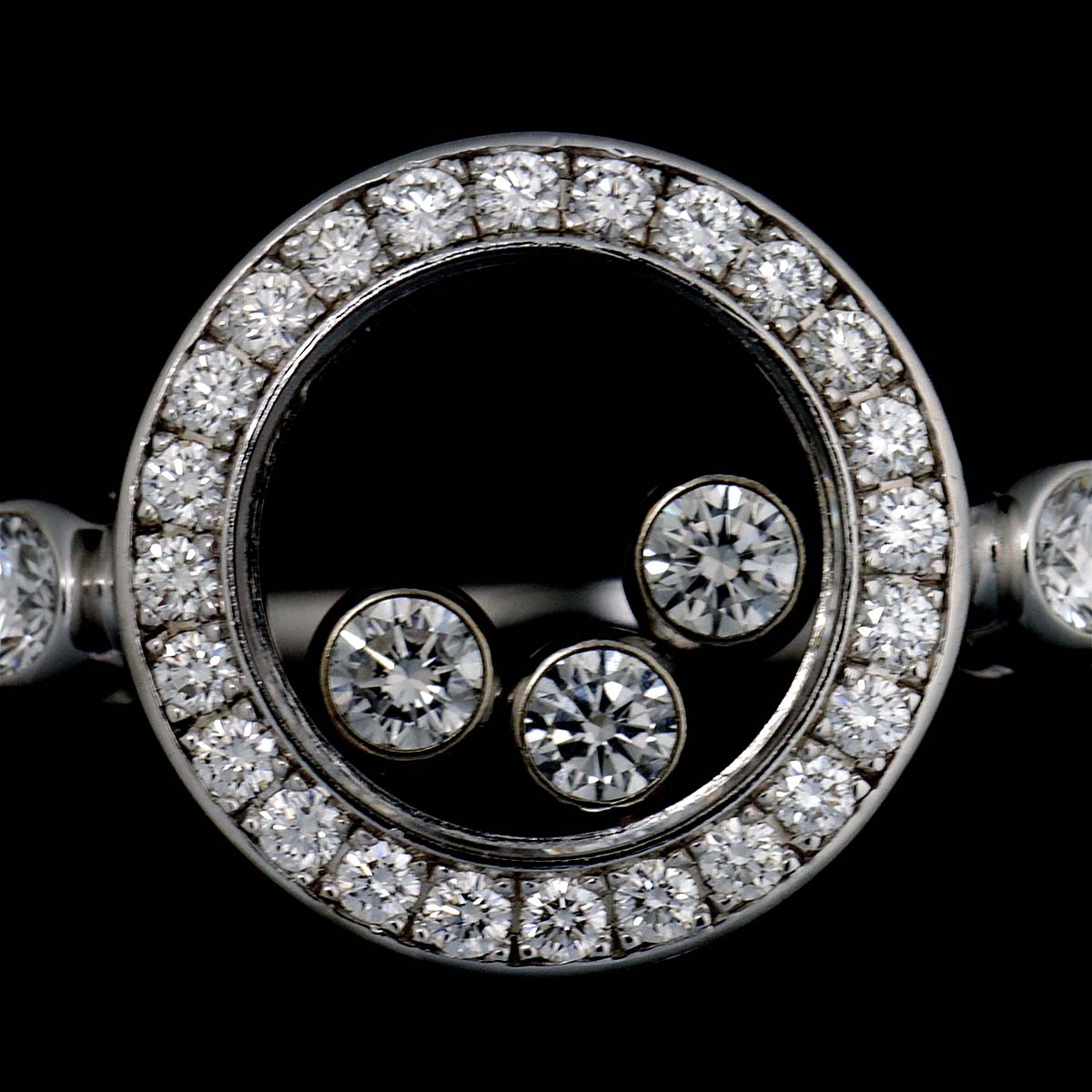 Happy Diamond Ring 18K White Gold 750 Size6(US)