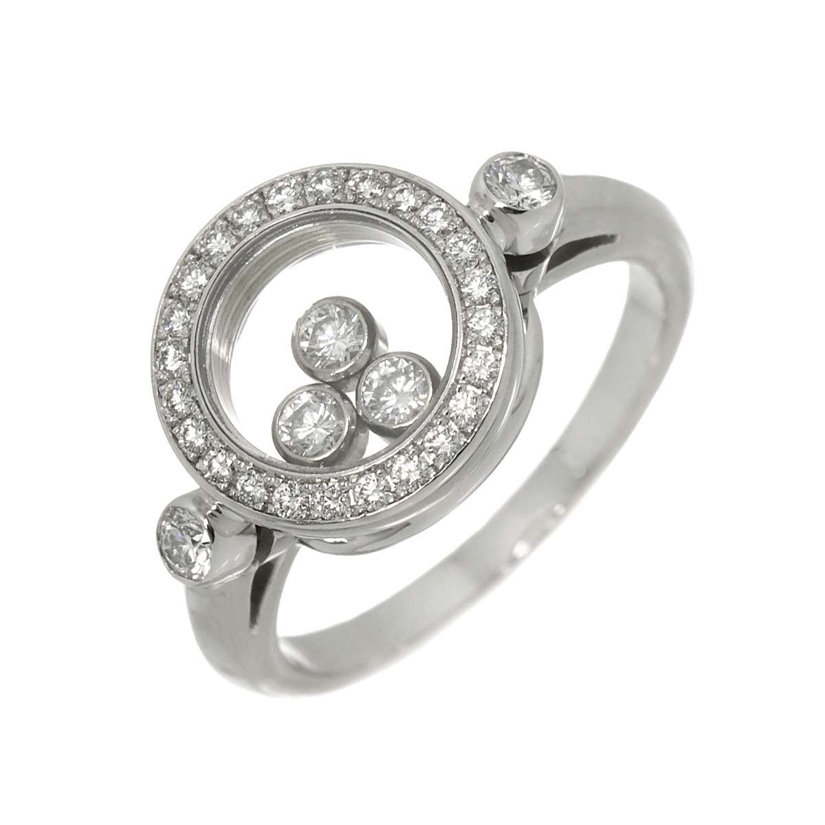 Happy Diamond Ring 18K White Gold 750 Size6(US)