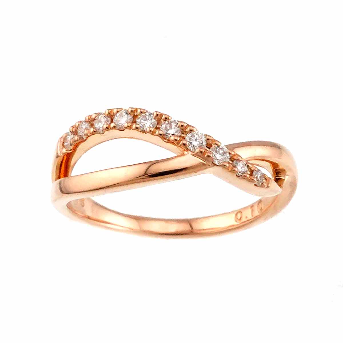 Diamond 0.10ct Ring 18K K18 PG 750 size4(US)