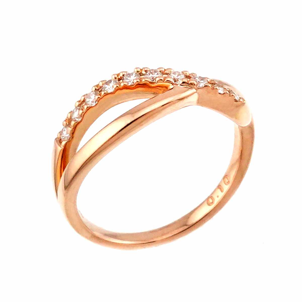 Diamond 0.10ct Ring 18K K18 PG 750 size4(US)