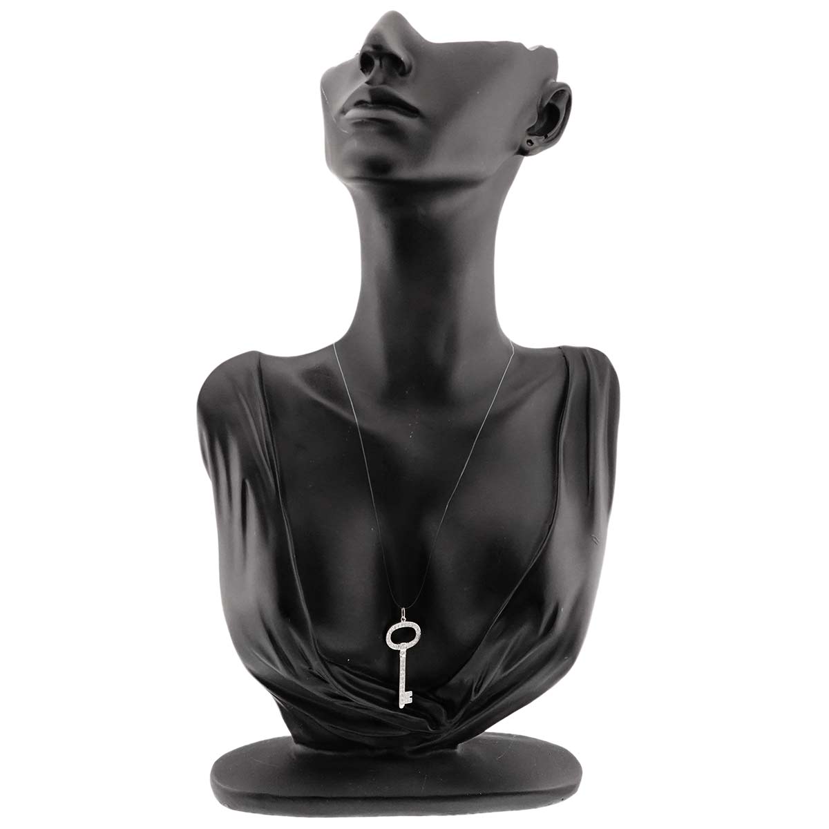 Oval Key Diamond Pendant Top Pt Platinum