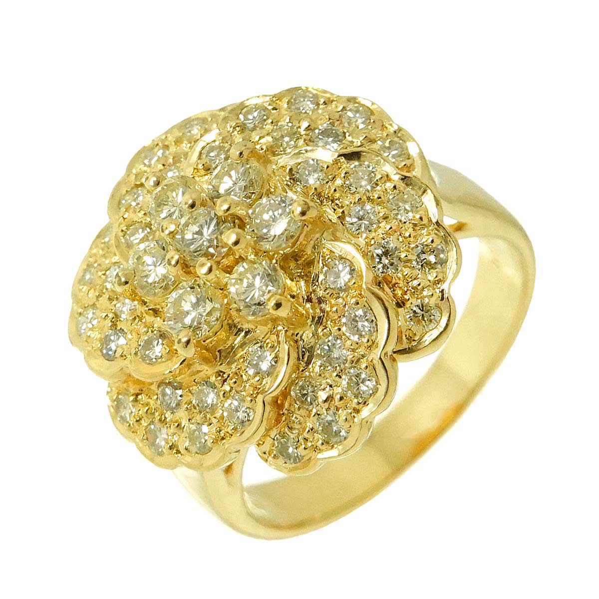 Diamond 1.00ct Ring 18K YG Yellow Gold 750 5.75-6(US)