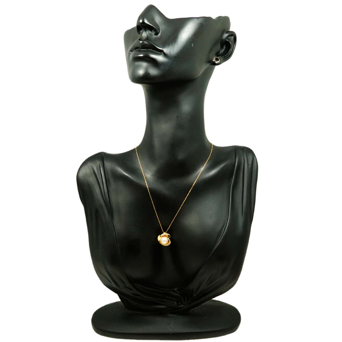 Akoya Pearl 7.7mm Diamond 0.10ct Necklace 18K K18 YG Yellow Gold 750