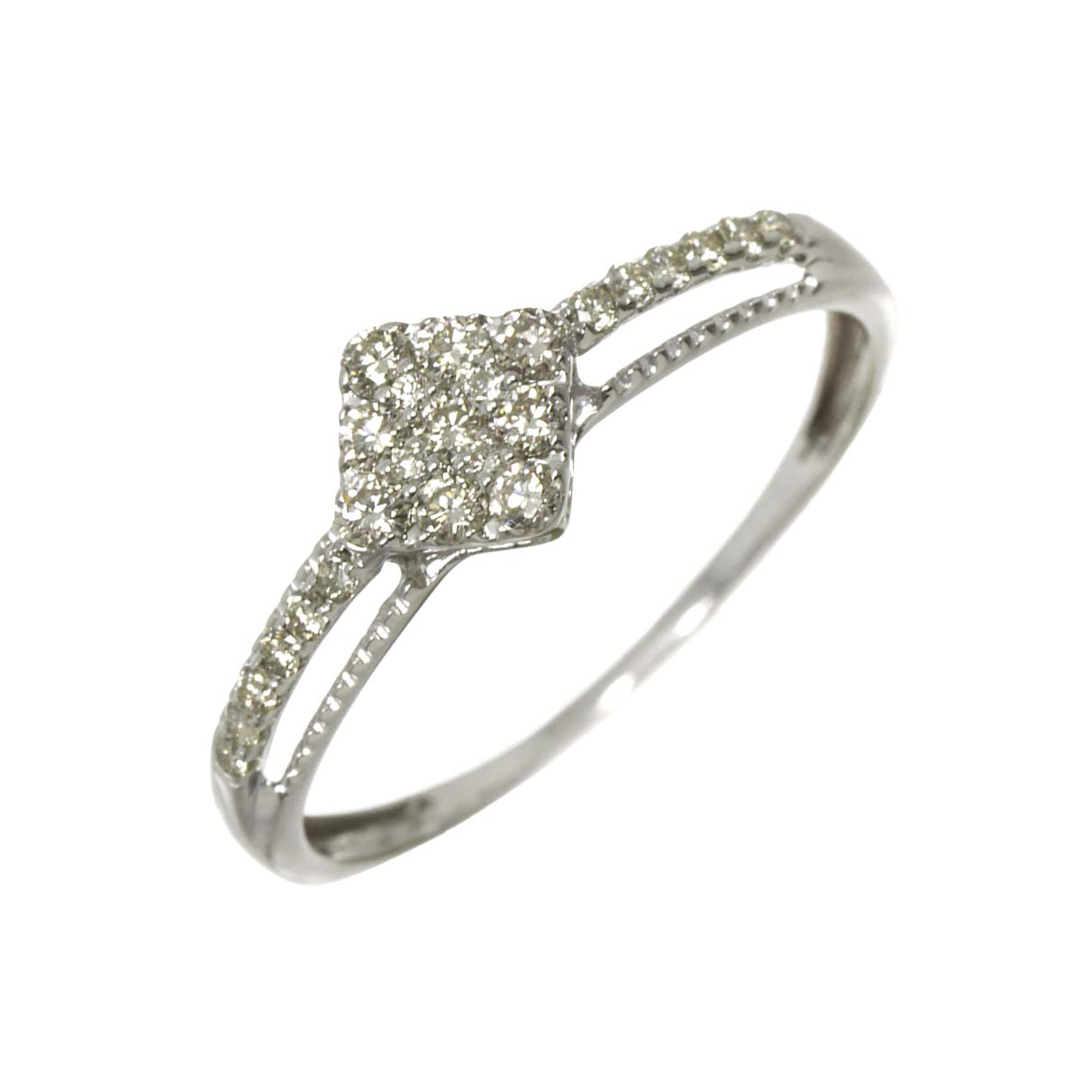Diamond 0.30ct Ring 18K K18 WG White Gold size7.75-8(US)