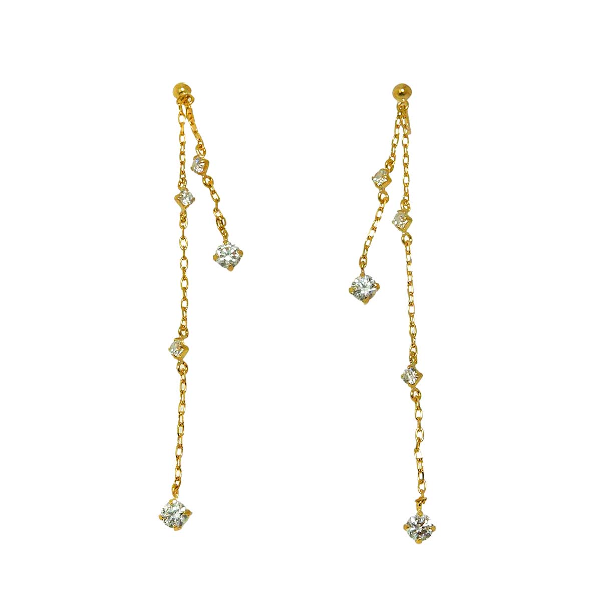 Diamond Earrings Pierced 18K YG Yellow Gold 750