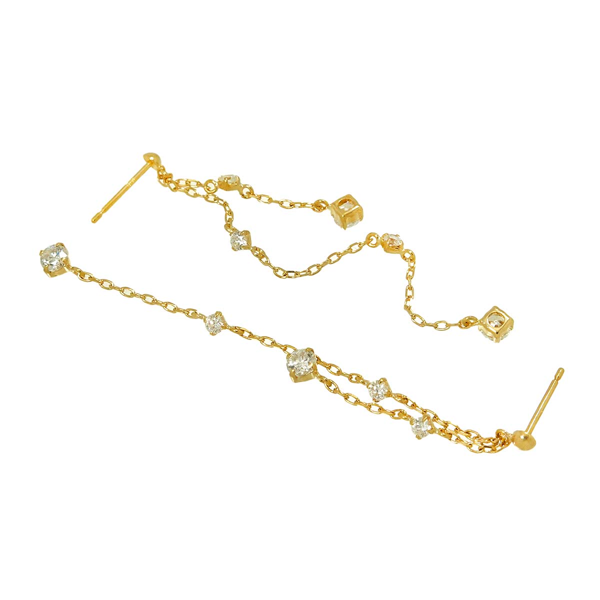 Diamond Earrings Pierced 18K YG Yellow Gold 750