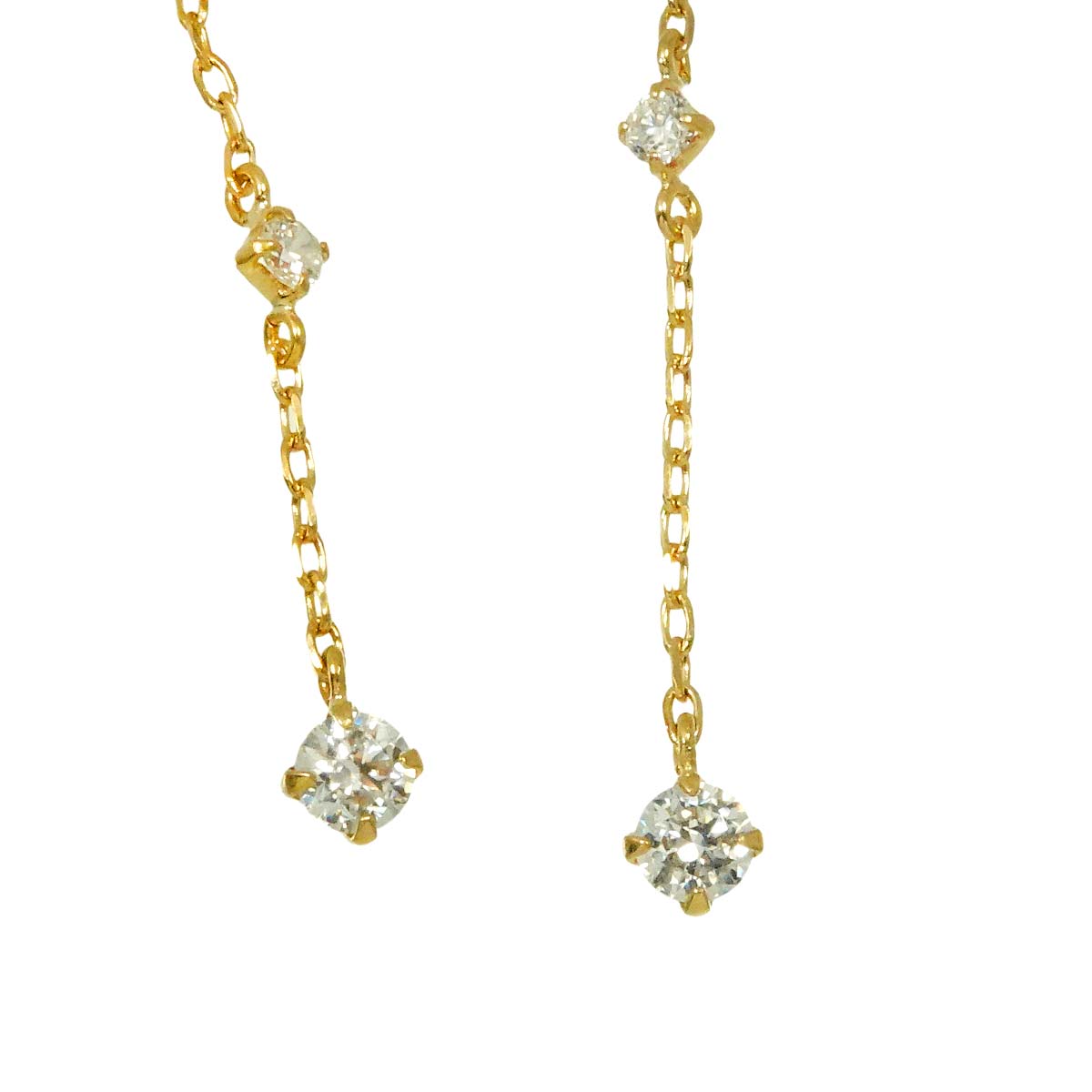 Diamond Earrings Pierced 18K YG Yellow Gold 750