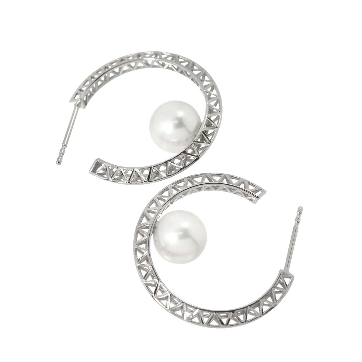 Akoya Pearl 8.1mm Earrings Pierced 18K WG 750