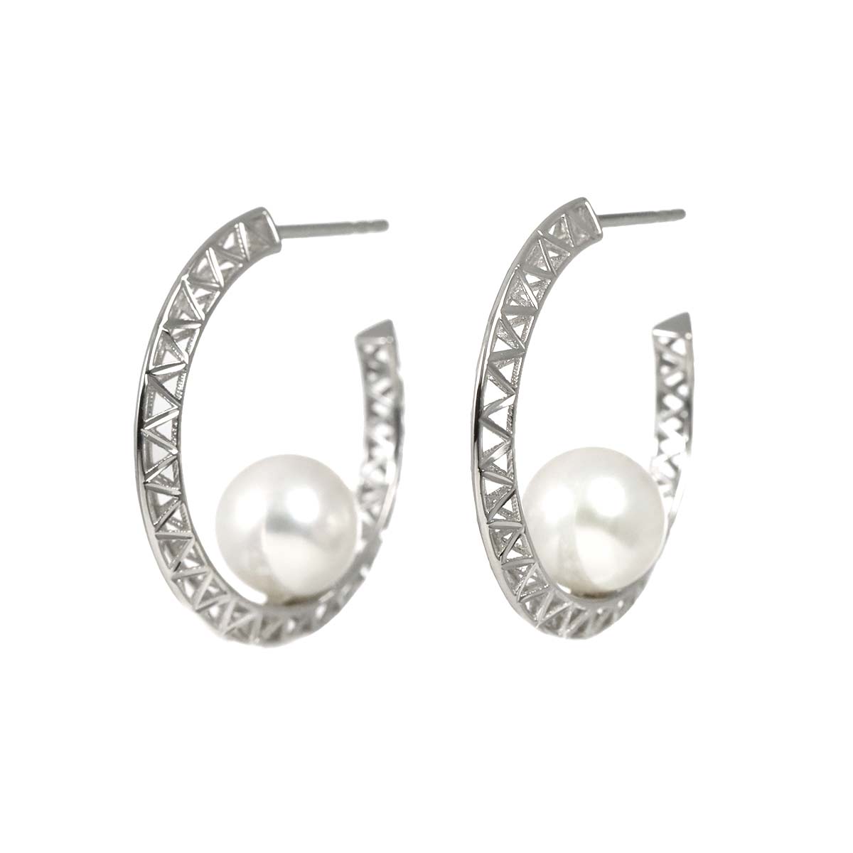 Akoya Pearl 8.1mm Earrings Pierced 18K WG 750