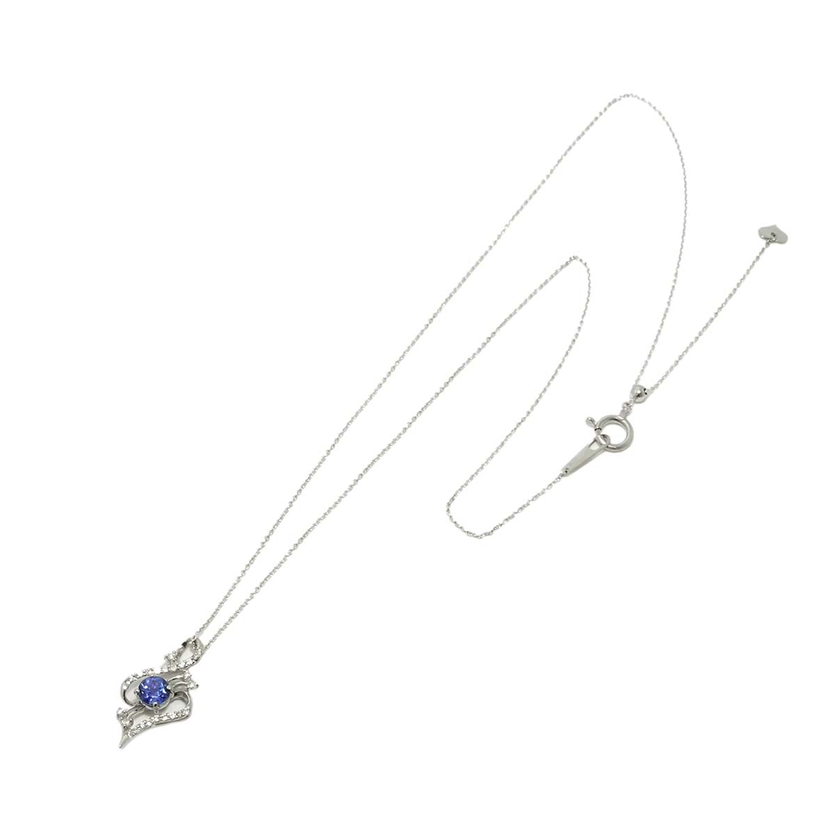 Sapphire 0.60ct Diamond 0.20ct Necklace Pt Platinum