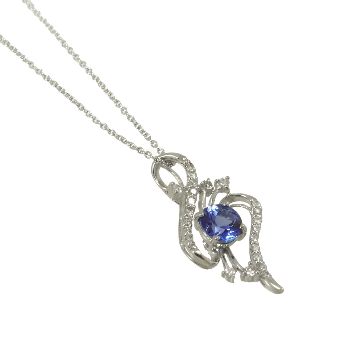 Sapphire 0.60ct Diamond 0.20ct Necklace Pt Platinum