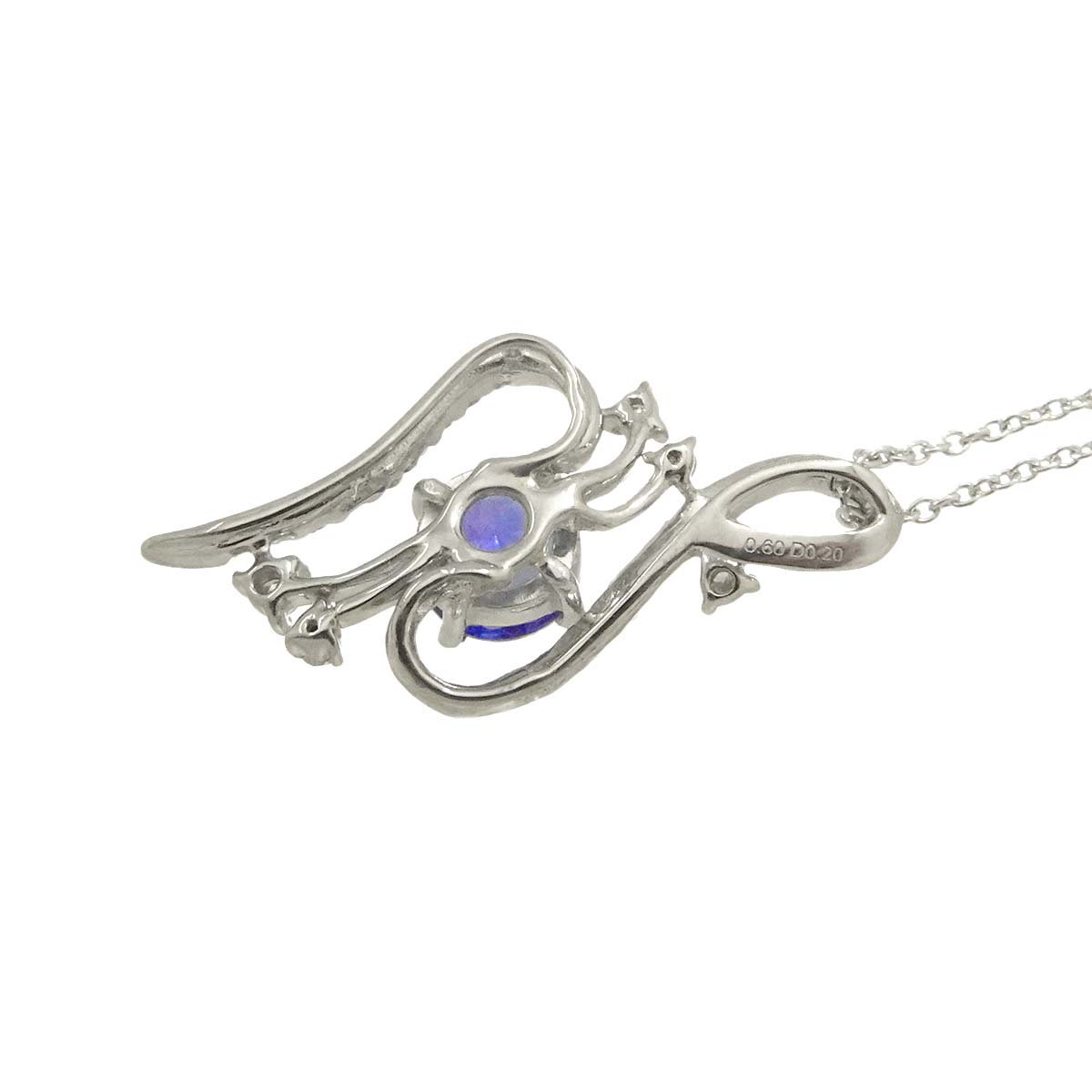 Sapphire 0.60ct Diamond 0.20ct Necklace Pt Platinum