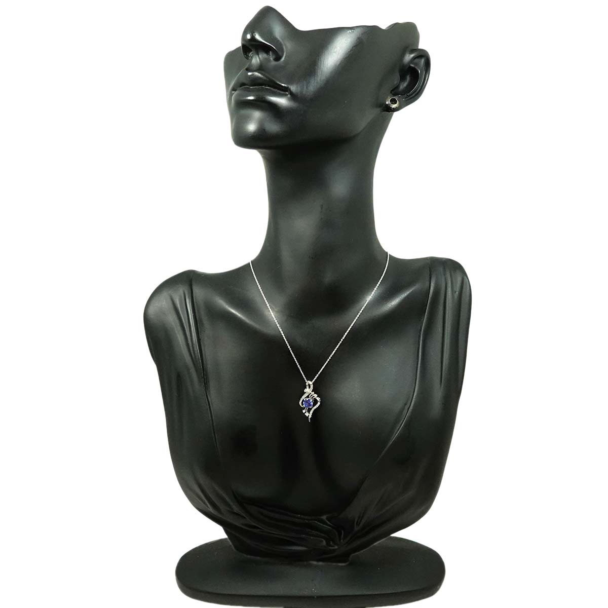 Sapphire 0.60ct Diamond 0.20ct Necklace Pt Platinum