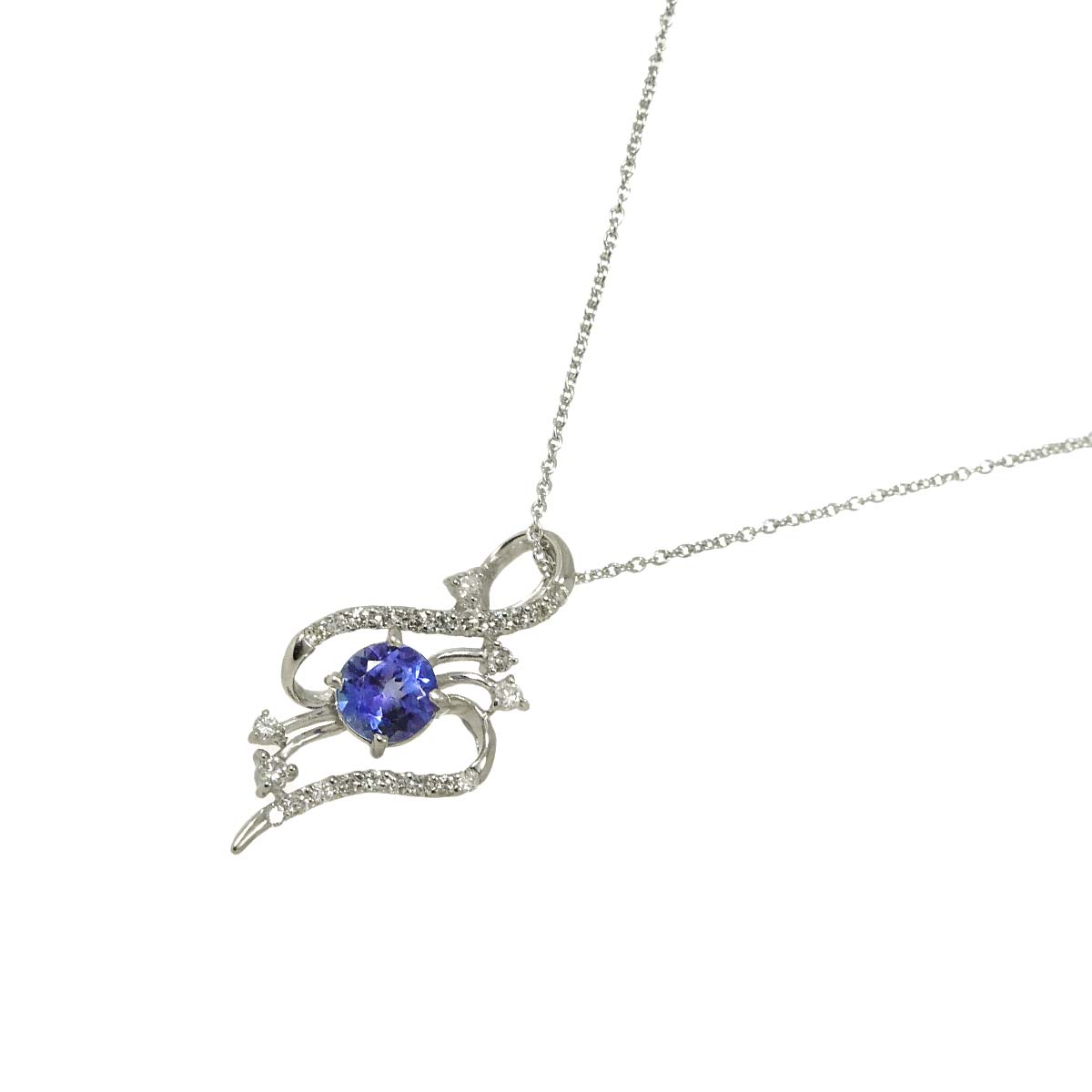 Sapphire 0.60ct Diamond 0.20ct Necklace Pt Platinum