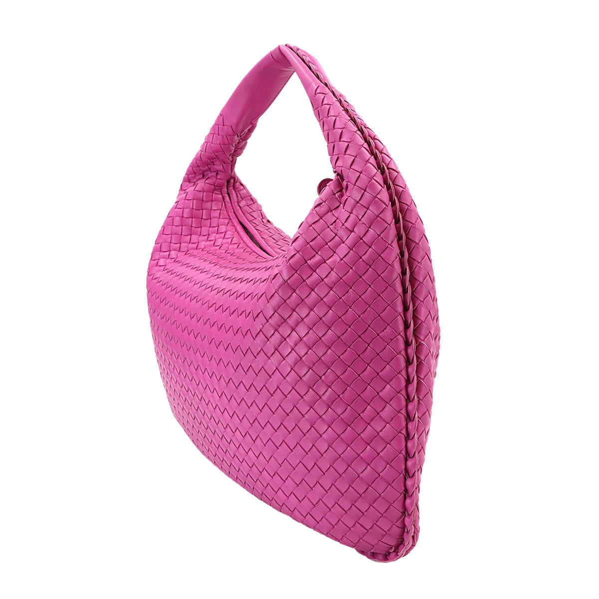 Intrecciato Hobo Shoulder Bag Leather Pink Purse