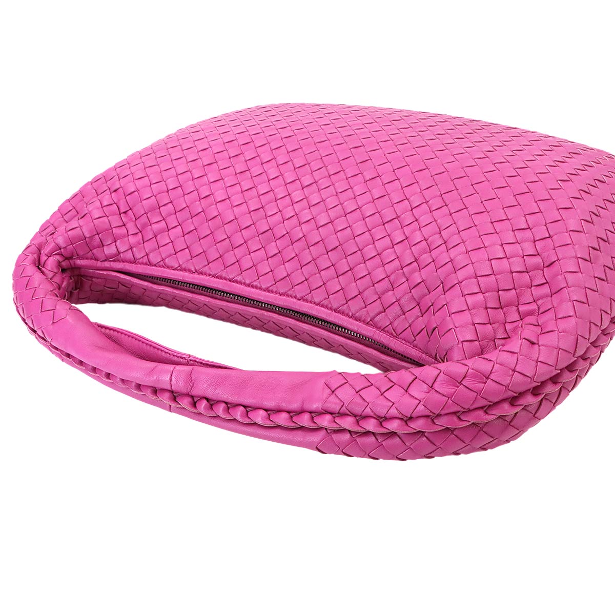 Intrecciato Hobo Shoulder Bag Leather Pink Purse