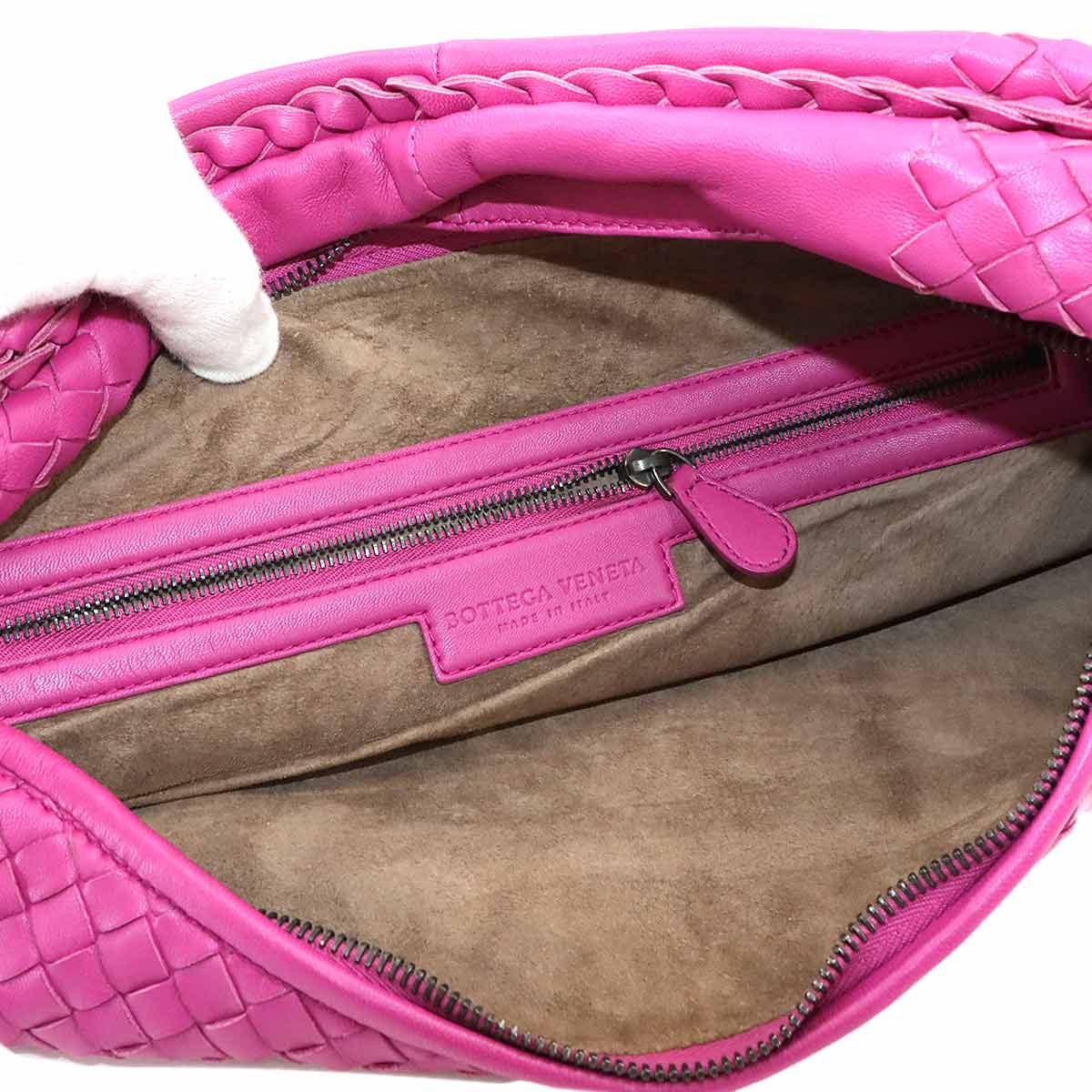 Intrecciato Hobo Shoulder Bag Leather Pink Purse