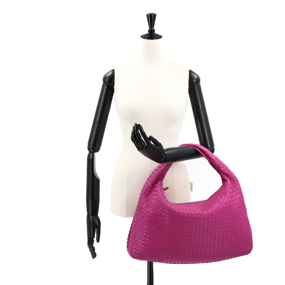 Intrecciato Hobo Shoulder Bag Leather Pink Purse