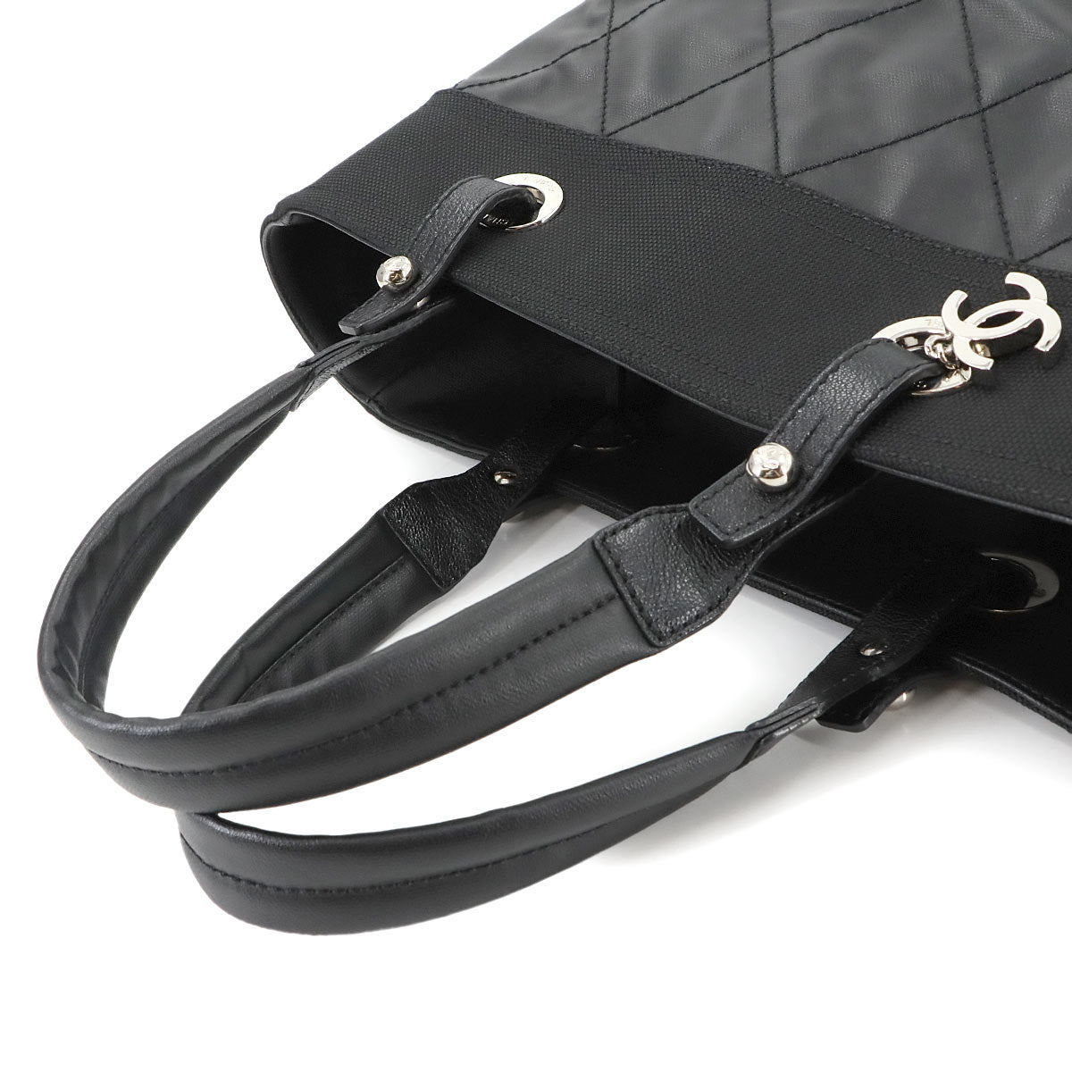 Paris Biarritz MM Tote Bag PVC Nylon Leather Navy A34209