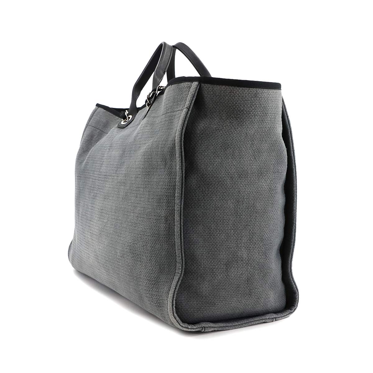 Deauville TGM Tote Chain Shoulder Bag Gray Black Purse