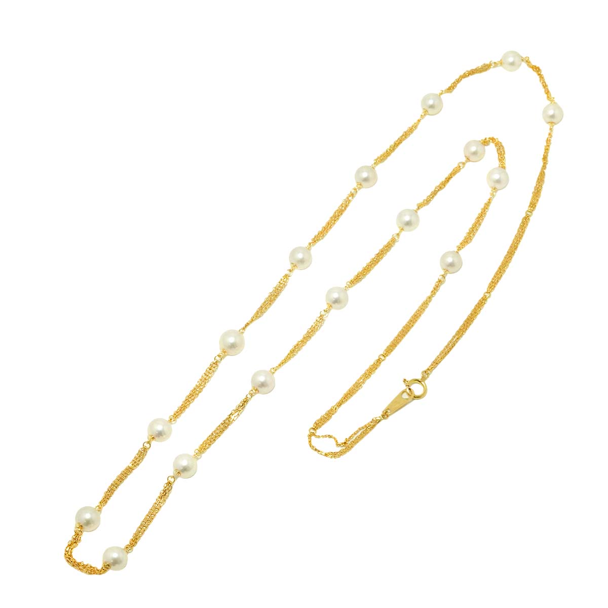 Akoya Pearl 7.5-7.0mm Necklace 18K K18 YG Yellow Gold 750