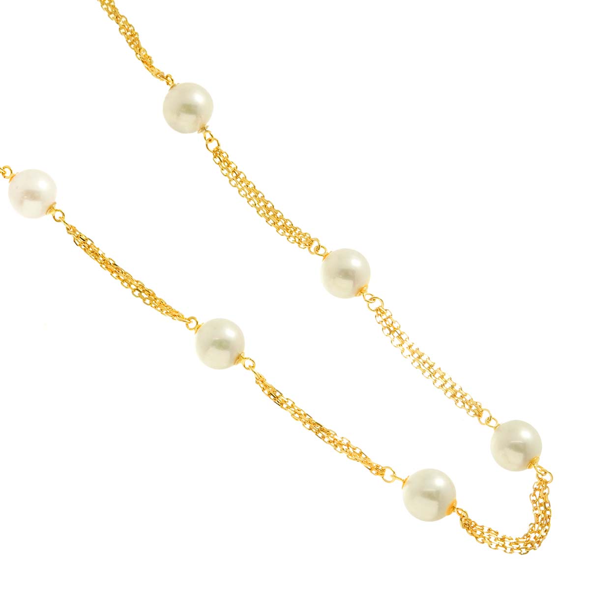 Akoya Pearl 7.5-7.0mm Necklace 18K K18 YG Yellow Gold 750