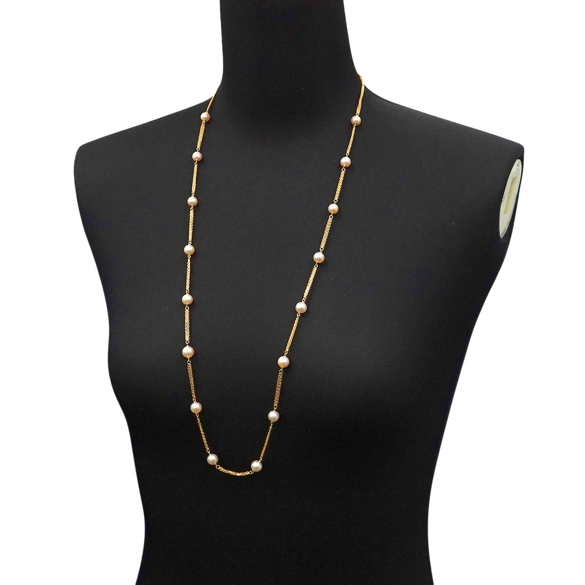 Akoya Pearl 7.5-7.0mm Necklace 18K K18 YG Yellow Gold 750