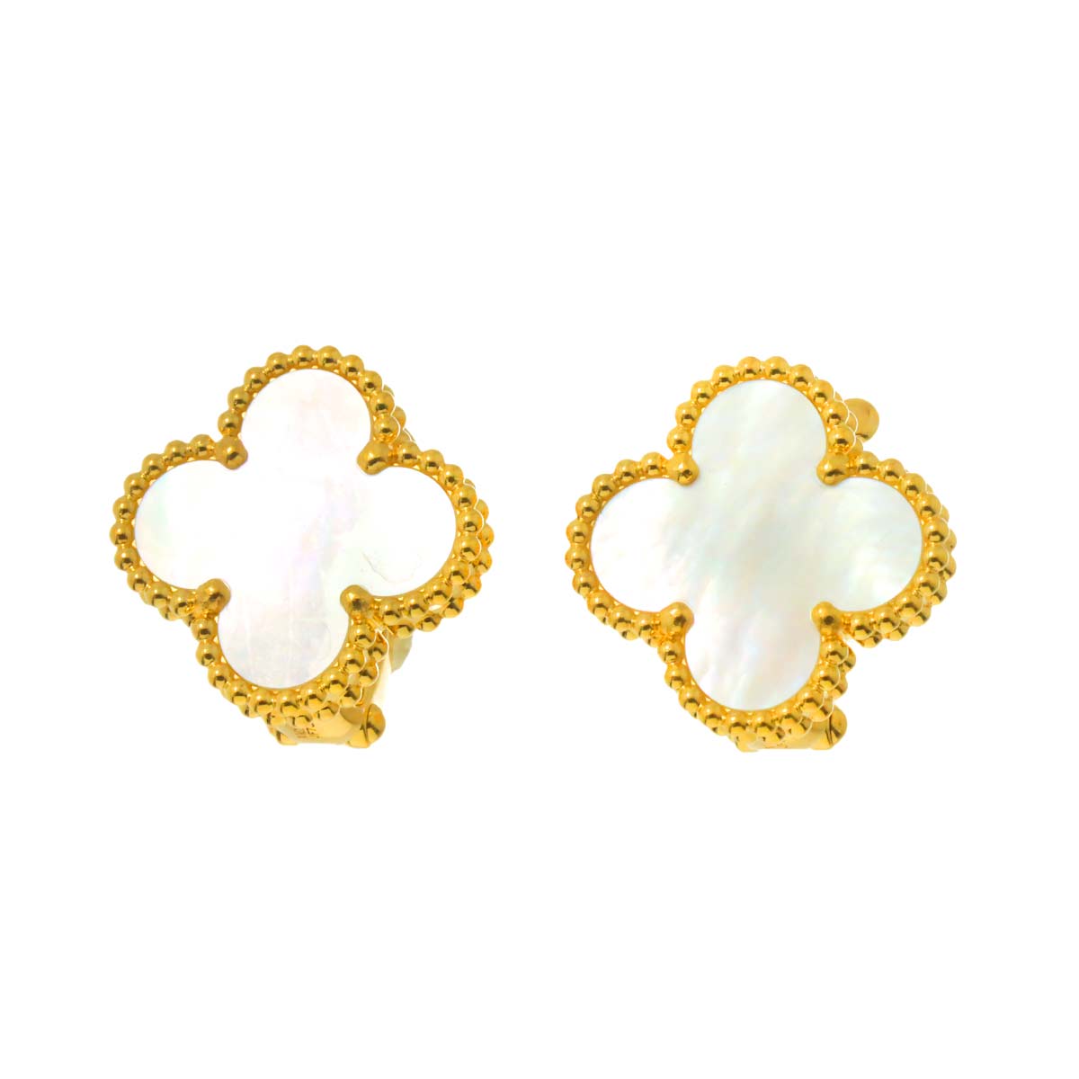 Vintage Alhambra MOP Earrings Pierced 18K YG