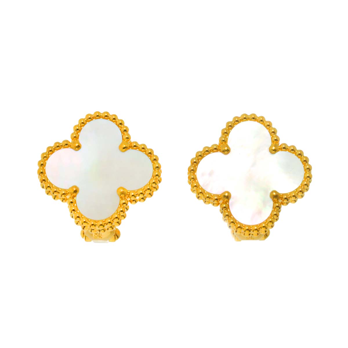 Vintage Alhambra MOP Earrings Pierced 18K YG