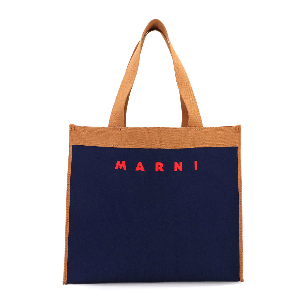 MARNI Tote Bag Jacquard Navy Brown SHMP0076A2 Purse
