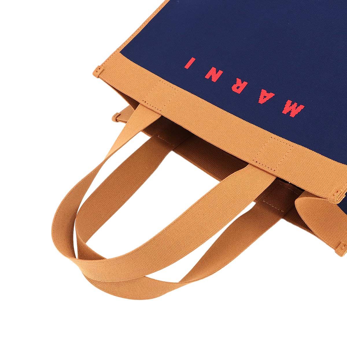 MARNI Tote Bag Jacquard Navy Brown SHMP0076A2 Purse