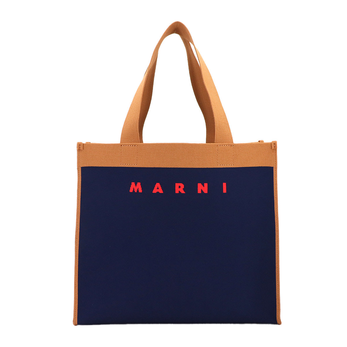 MARNI Tote Bag Jacquard Navy Brown SHMP0076A2 Purse