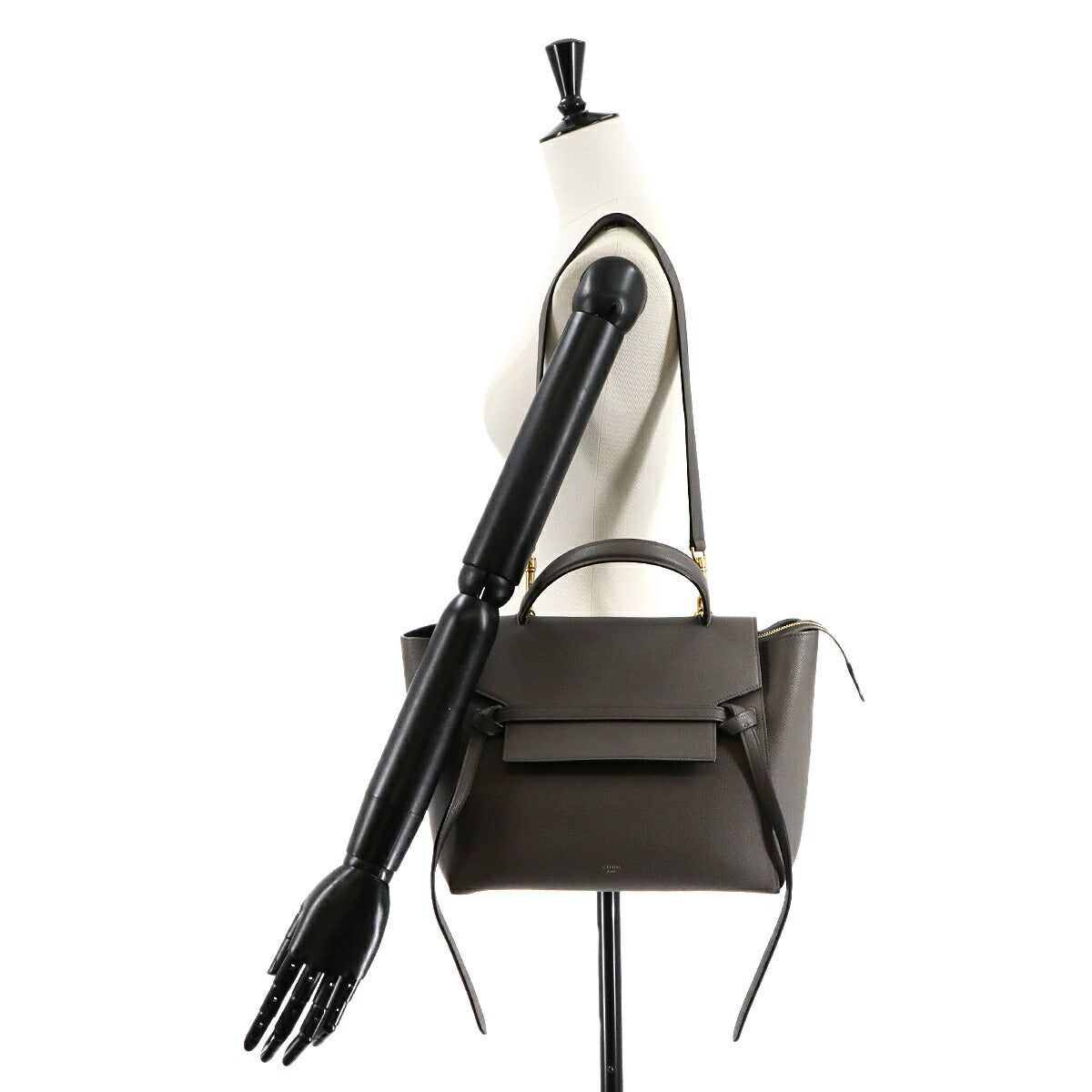 Belt Bag Mini 2way Hand Shoulder Bag Leather Gray 176103 Purse