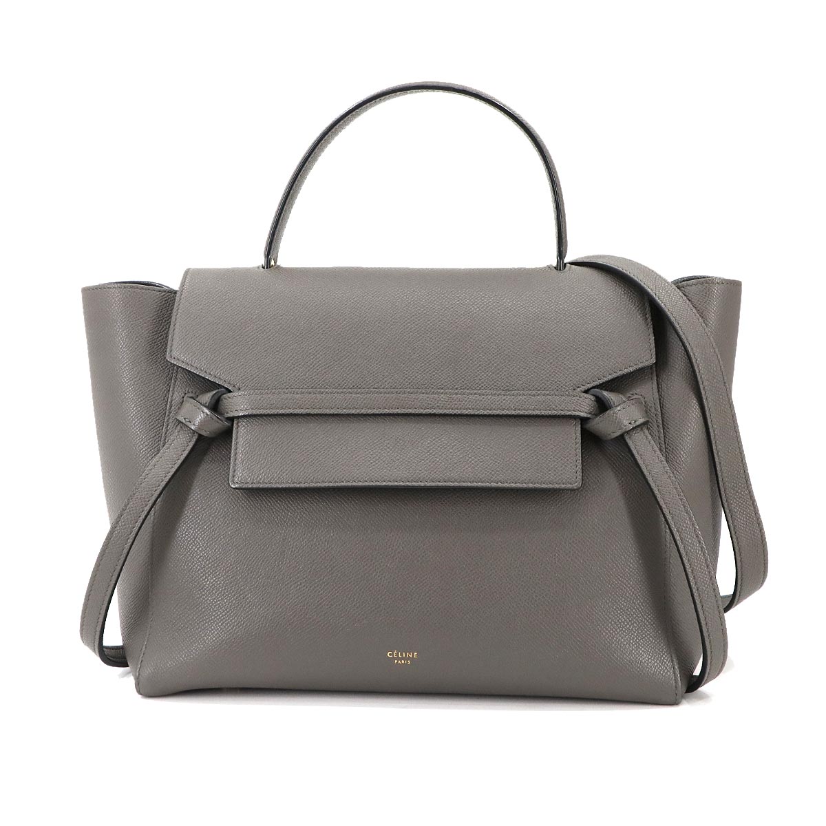 Belt Bag Mini 2way Hand Shoulder Bag Leather Gray 176103 Purse