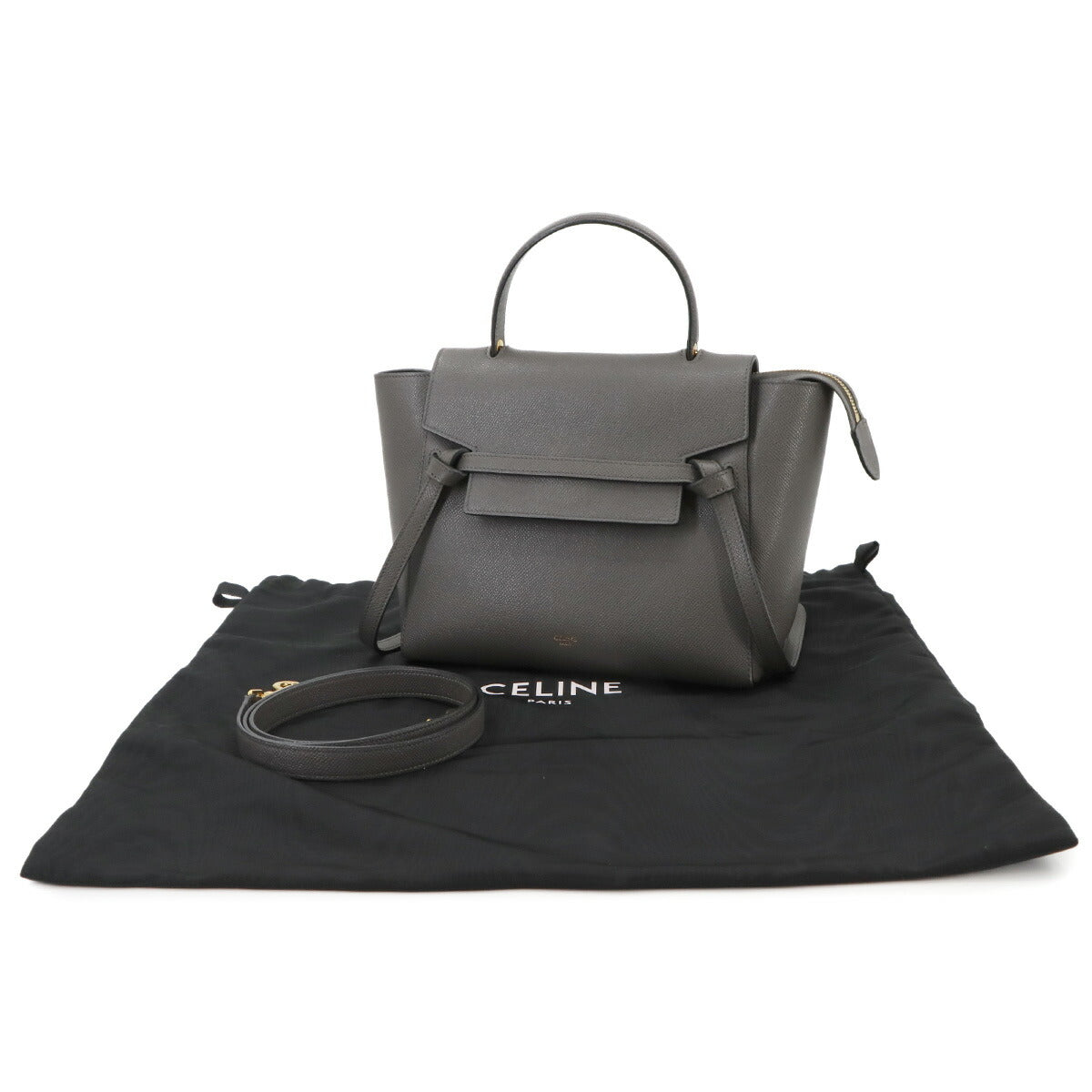 Belt Bag Micro 2way Hand Shoulder Bag Leather Grey 189153