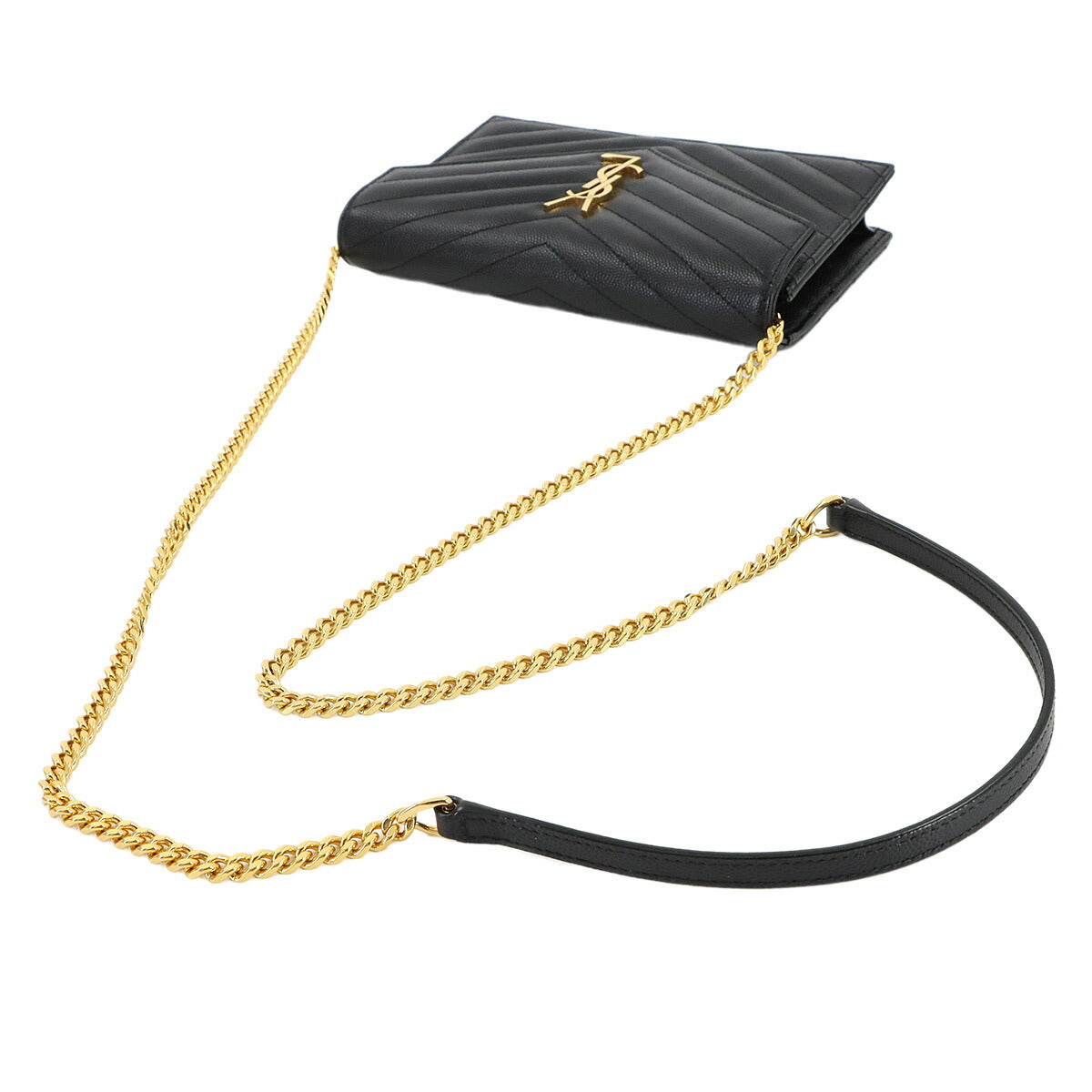 Cassandre Envelope Chain Wallet Leather Black 742920